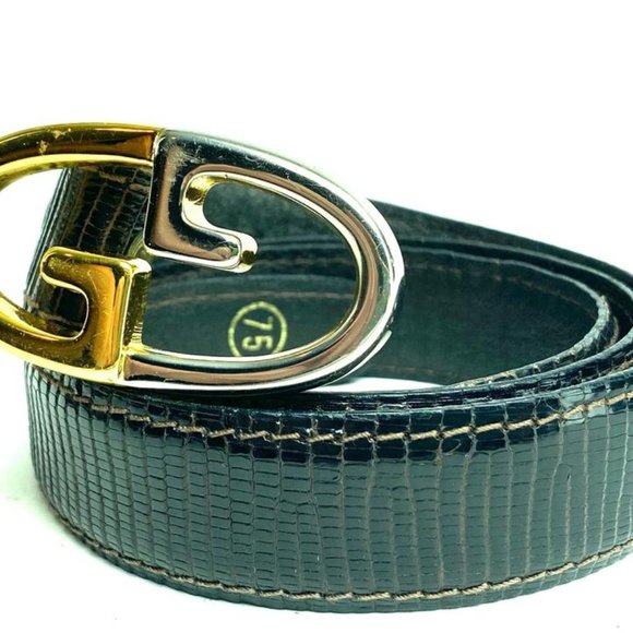 Gucci Lizard Brown Bicolor Belt 7g616 main image 6